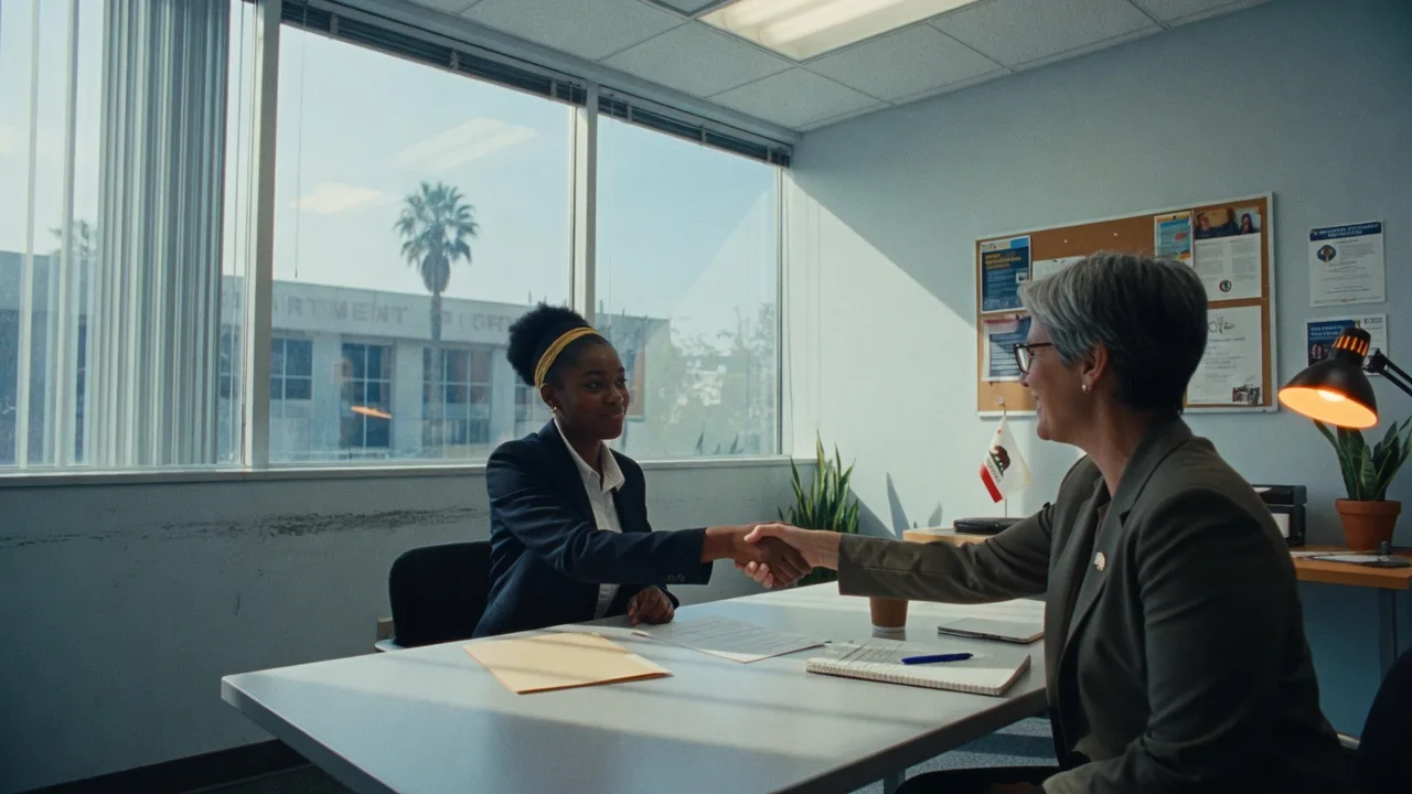 An interview room in a California civic building